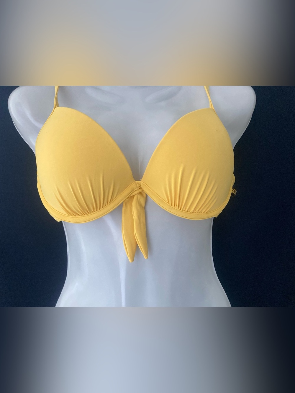 Aqua Yellow Tie-Front Padded Bikini Top